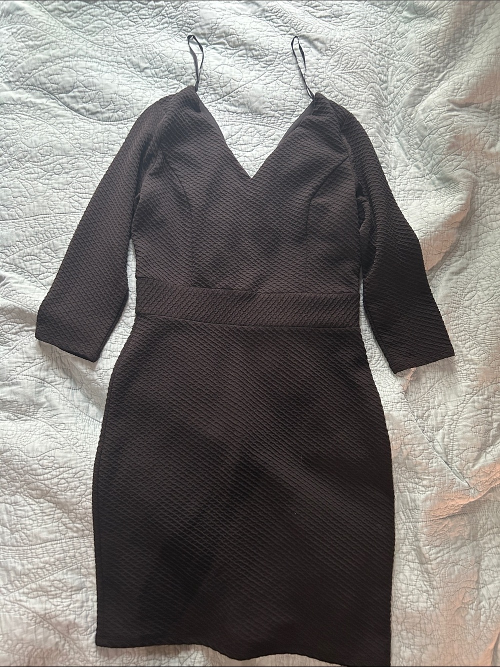 Black V-Neck Bodycon Dress - Unbranded